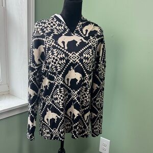 NWT Crazy Train Black and Cream bucking Horse hoodie medium